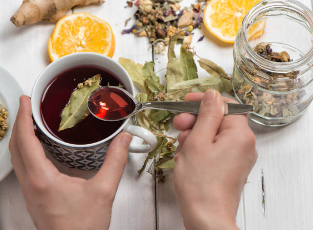 istock Dried Herbs With Cup Of Herbal Tea 1124256008