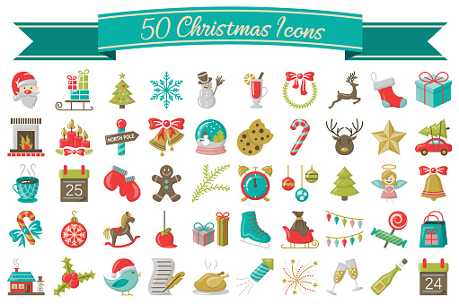 Christmas icons vector set colorful