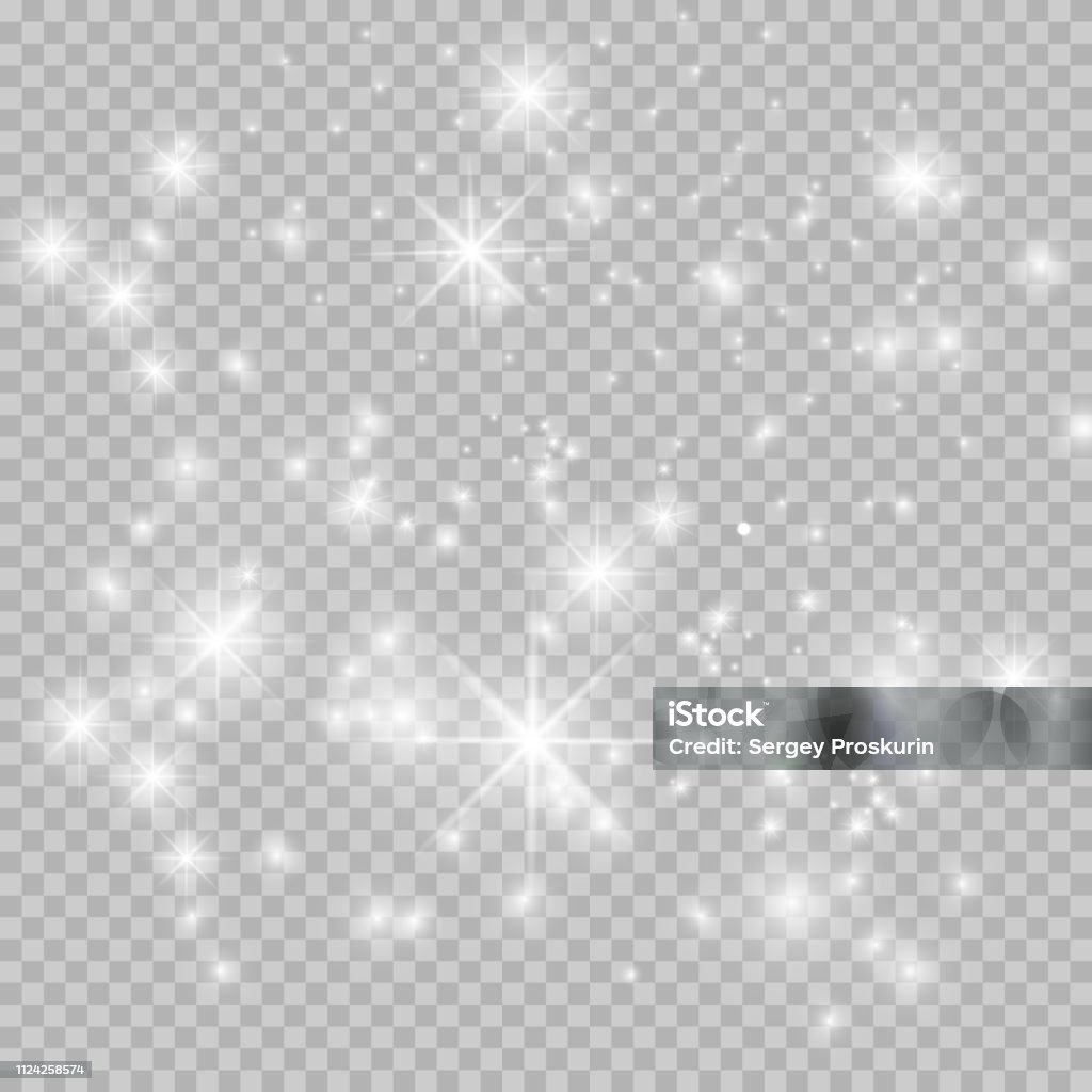Star Set White Glowing Light Explodes On A Transparent Background Stock  Illustration - Download Image Now - iStock