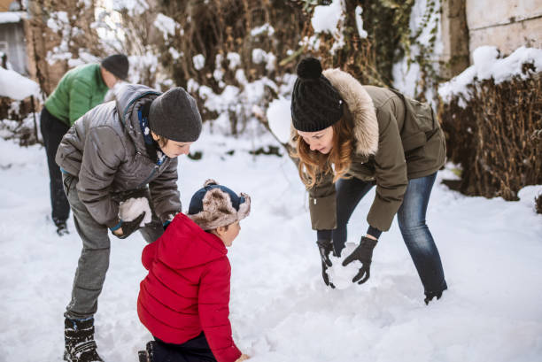 istock Mother with boys on a snow day 1124258734