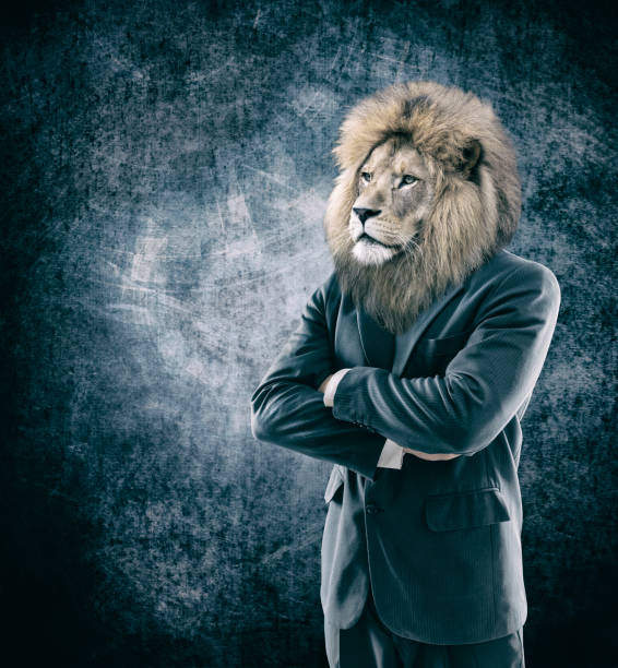 Humanoid Lion - Lion head on man in a suit - Image manipulation