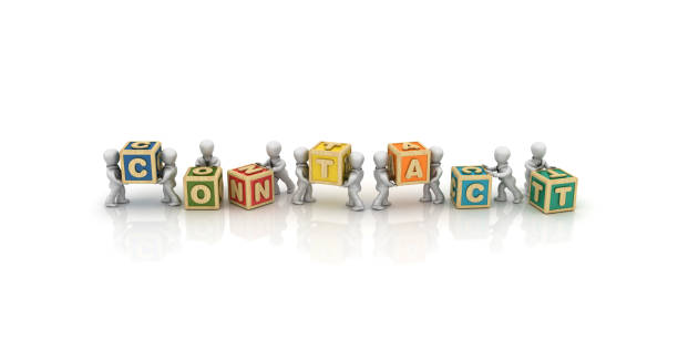 istock Business People Carrying CONTACT Buzzword Cubes - 3D Rendering 1124260006