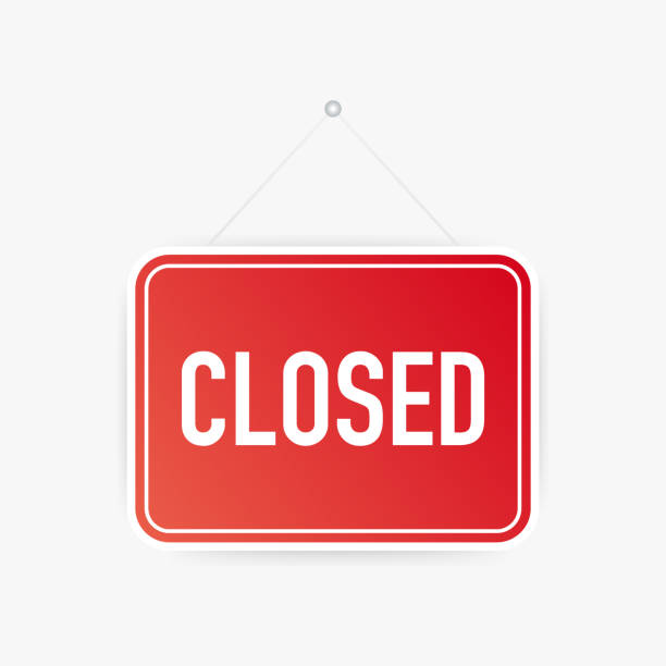istock Closed only hanging sign on white background. Sign for door. Vector illustration. 1124261177