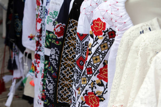 istock Traditional romanian embroidery on folk clothes 1124264637