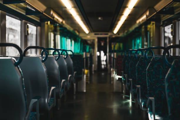 istock An empty coach of a suburban train 1124264824