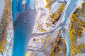 Aerial Shot of Braided River in South Central Iceland