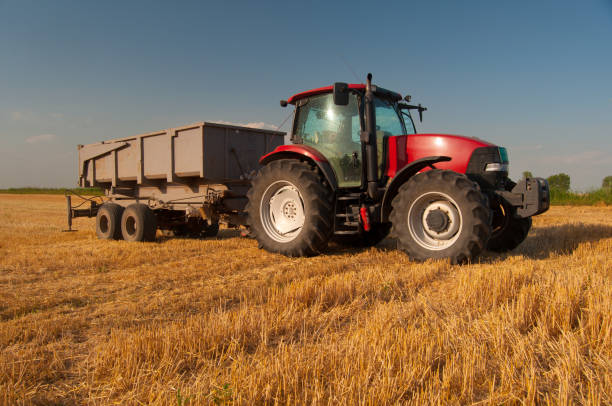 istock Tractor on the agricultural field during harvest 1124275579