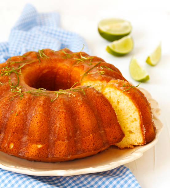 Homemade citrus yogurt cake with icing