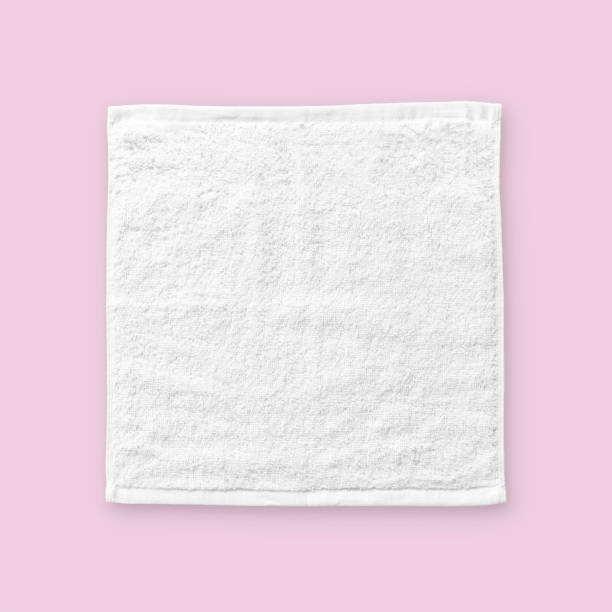 istock White cotton towel mock up template square size fabric wiper isolated on pastel pink background with clipping path, flat lay top view 1124283496