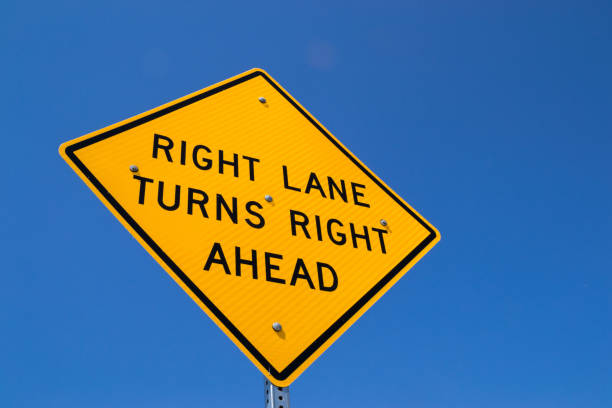 istock Right land turns right street sign 1124287080
