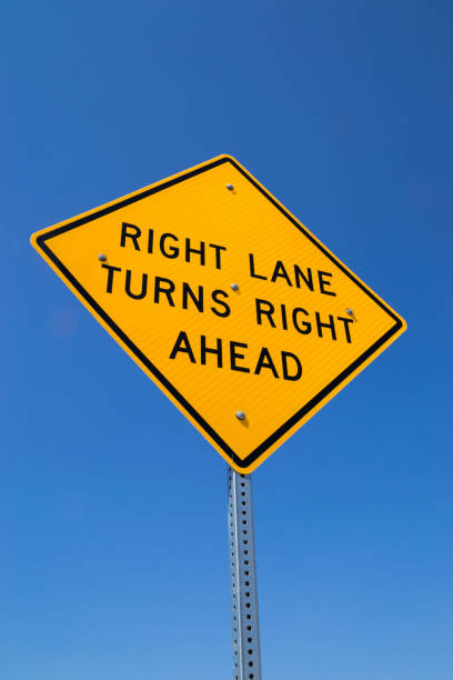 istock Right land turns right street sign 1124287094