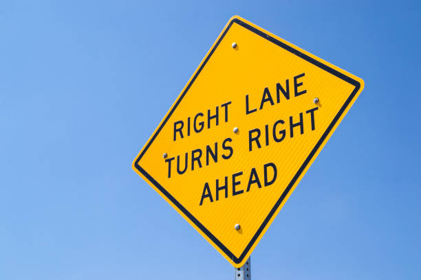 istock Right land turns right street sign 1124287134