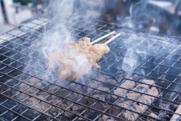 Roasted chicken on a grill