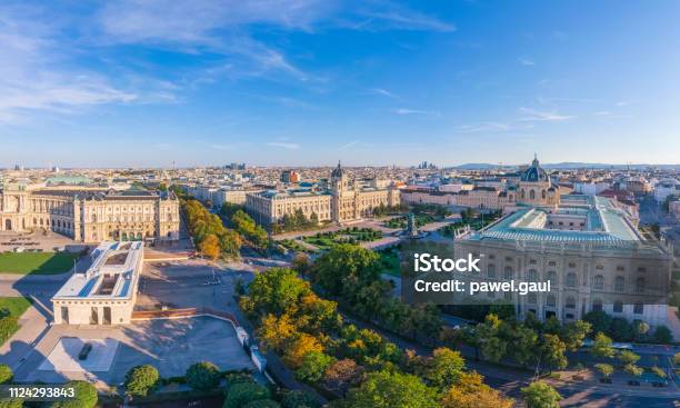 Aerial View Of Kunsthistorisches Museum And Mariatheresienplatz In Vienna Stock Photo - Download Image Now