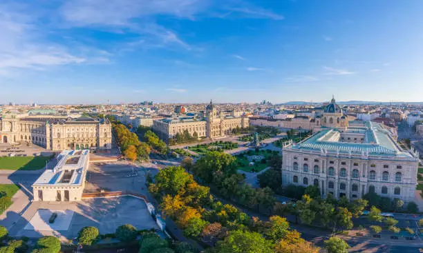 Aerial view of Kunsthistorisches Museum and Maria-Theresien-Platz in Vienna