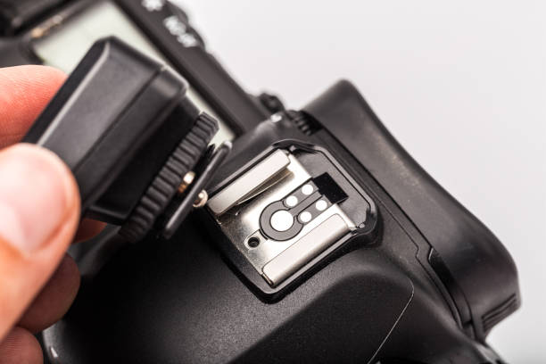 istock Wireless Trigger, with camera Isolated on White Background. Photographic equipment 1124294702