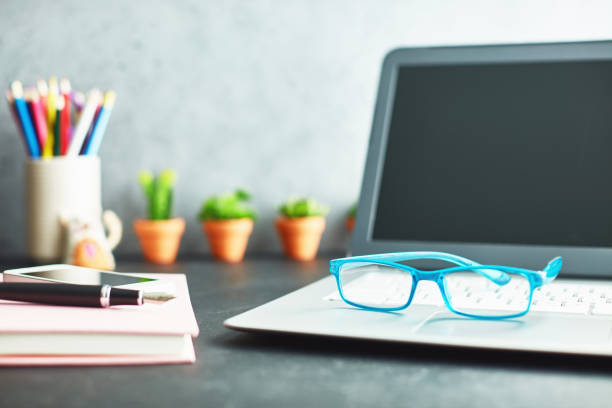 Writers desk with note book and accessories