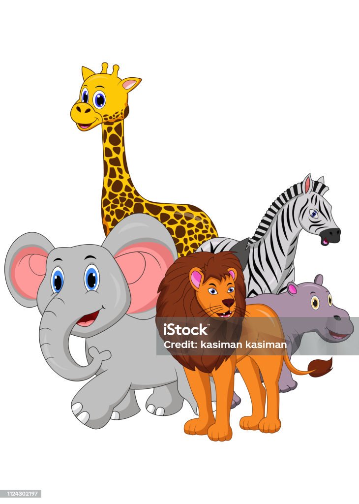Safari Animal Cartoon Isolated On White Background Stock Illustration -  Download Image Now - Africa, Animal, Animal Wildlife - iStock