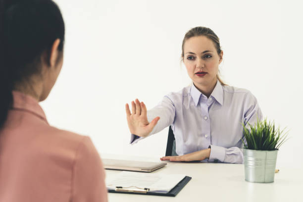 istock Two young business women meeting for interview. 1124304674