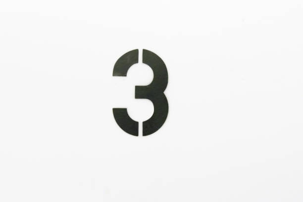 istock Number three stencil in black paint on white wall 1124311950