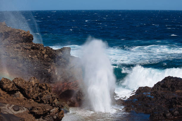 Nakelele Blowhole in Maui stock photo