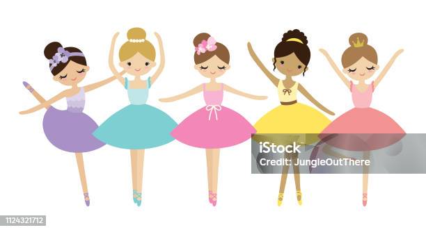 Cute Dancing Little Ballerinas Vector Illustration Stock Illustration - Download Image Now