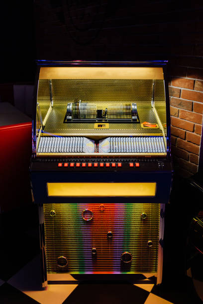 Jukebox in retro style. Automatic music player in cafe bar.