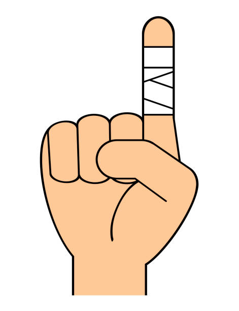 ilustrações de stock, clip art, desenhos animados e ícones de injury of the index finger - bandage wound first aid gauze