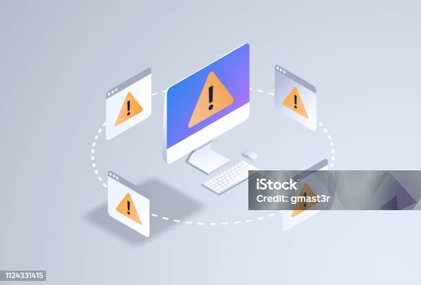 Application Problem Sign Problem Computer Application Software Error Concept 3d Isometric ...