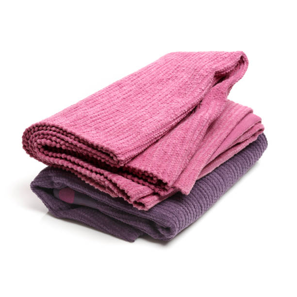 istock Pink and purple cleaning rag isolated on white 1124333597
