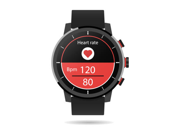 istock Smart watch Heart Rate Monitor Call Email Music Player Steps Vector Icon Illustration Concept 1124340551