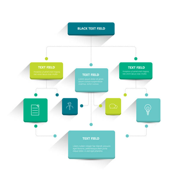 인포 그래픽 순서도입니다. 색된 그림자 체계입니다. - flowchart stock illustrations