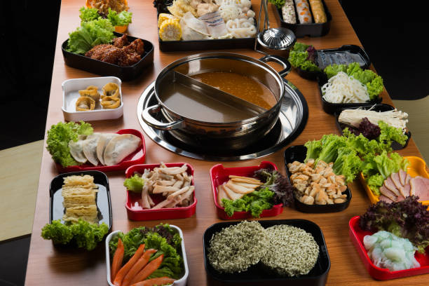 istock Hot pot recipe with dishes 1124346460
