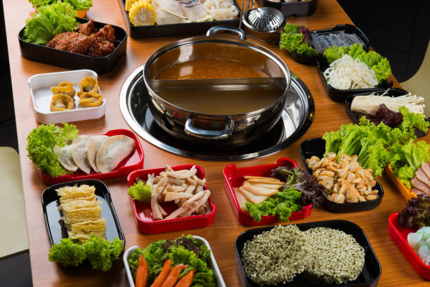 istock Hot pot recipe with dishes 1124346462
