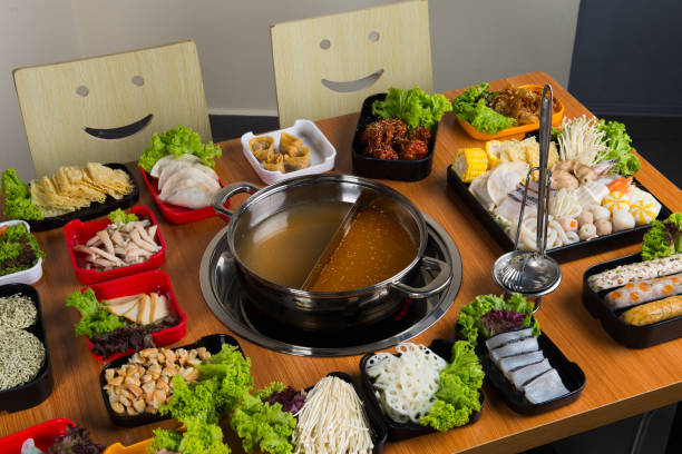 istock Hot pot recipe with dishes 1124346489