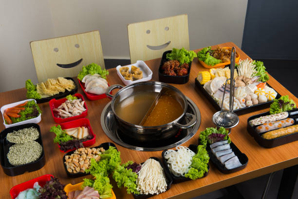 istock Hot pot recipe with dishes 1124346496