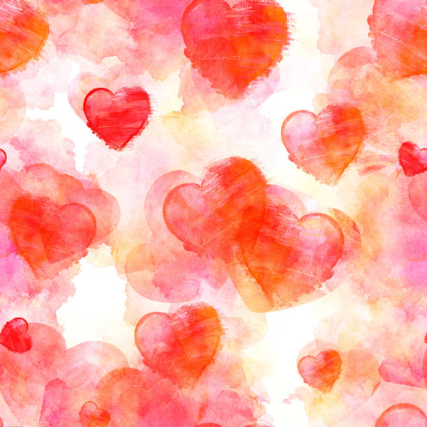 istock A seamless pattern of red watercolor hearts on a romantic pastel pink background, a Valentine day repeat print 1124350204