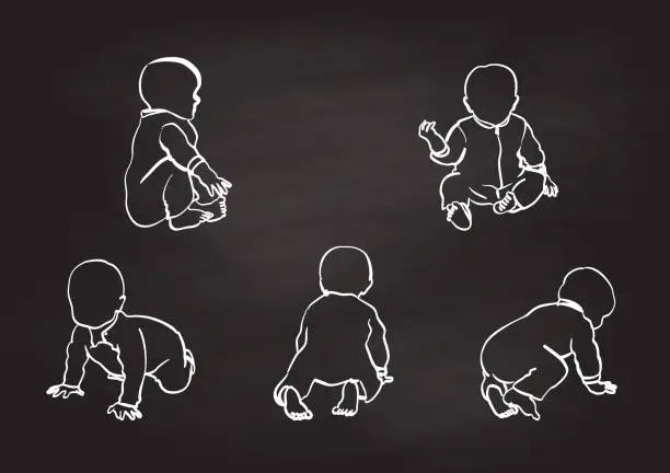 Vector illustration of Learning To Crawl Baby Boy