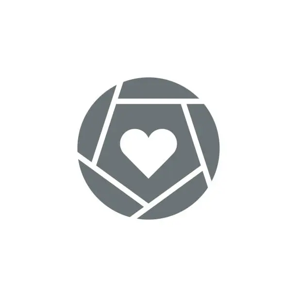 Vector illustration of Shutter with heart icon