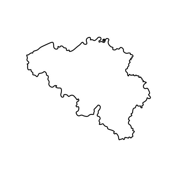 vektor isoliert vereinfachte abbildung symbol mit schwarzen linie silhouette von belgien - belgien stock-grafiken, -clipart, -cartoons und -symbole