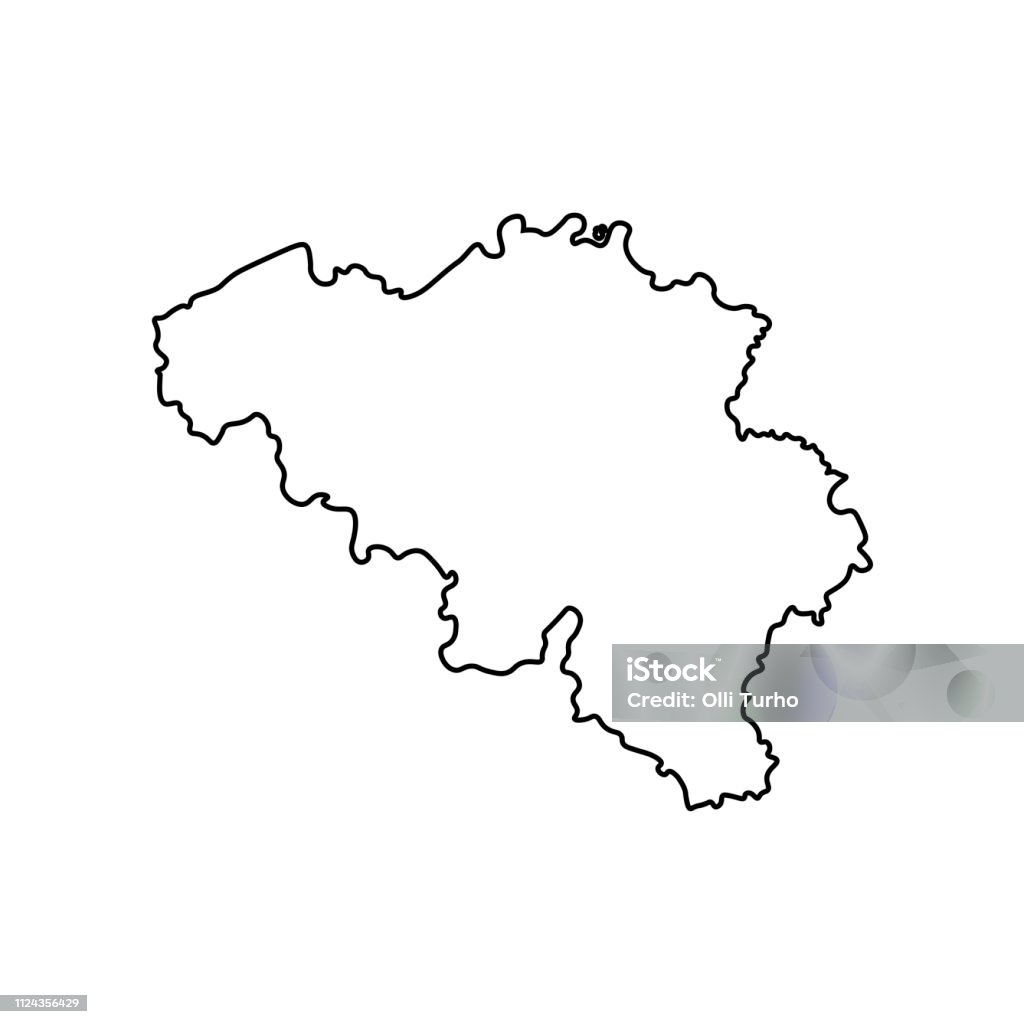 Wektor izolowane uproszczona ikona ilustracji z czarną linią sylwetki Belgii - Grafika wektorowa royalty-free (Belgia)