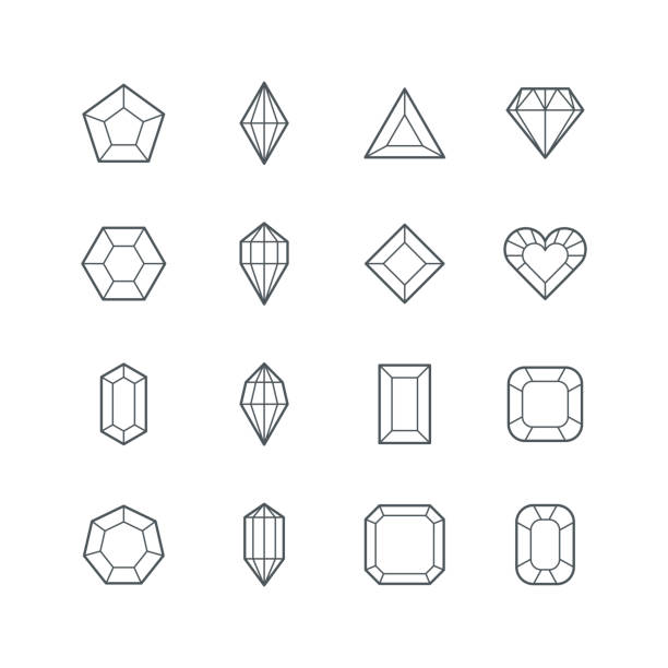 ikona diamentu, symbol kamienia szlachetnego - diamond gem sapphire ruby stock illustrations