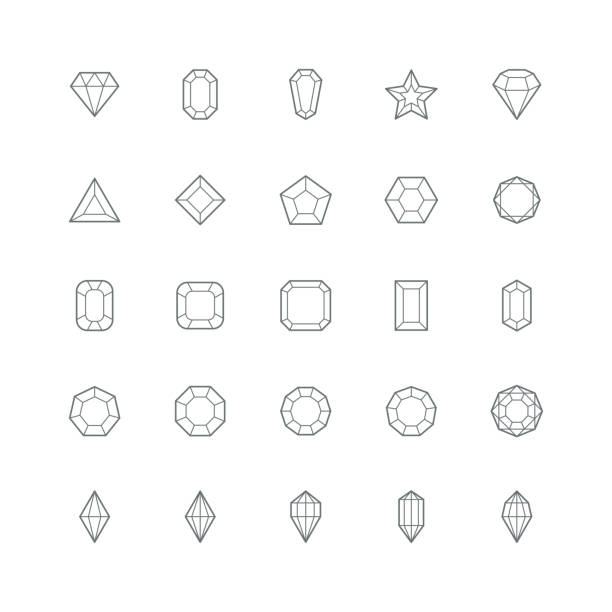 ikona diamentu, symbol kamienia szlachetnego - diamond gem sapphire ruby stock illustrations