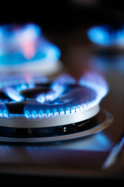 istock Flames of gas stove 1124357379