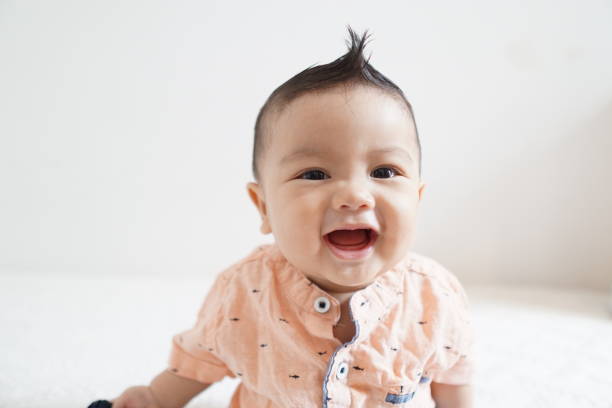 Close-up photo of an asian baby stock photo