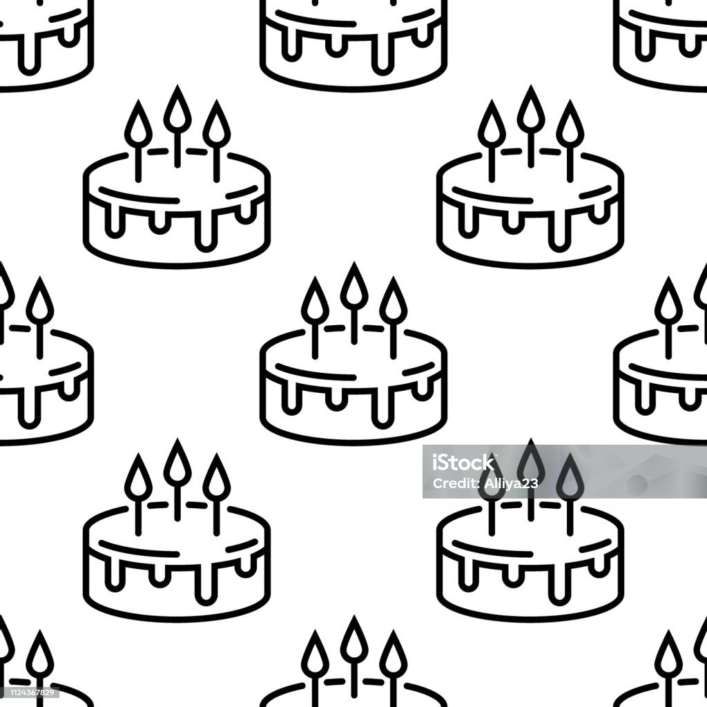 Pattern Line Cake Seamless Birthday Cake Pattern Line Cakes On A White Background Stock ...