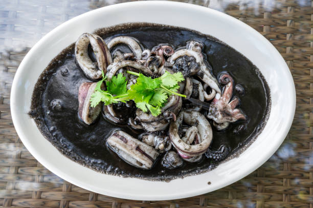 Squid Black Soup Local Food In Eastern Thailand Stock Photo