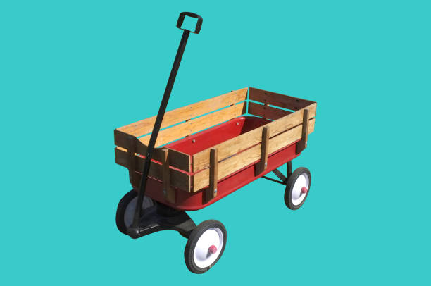 istock Little red wood wagon 1124375225