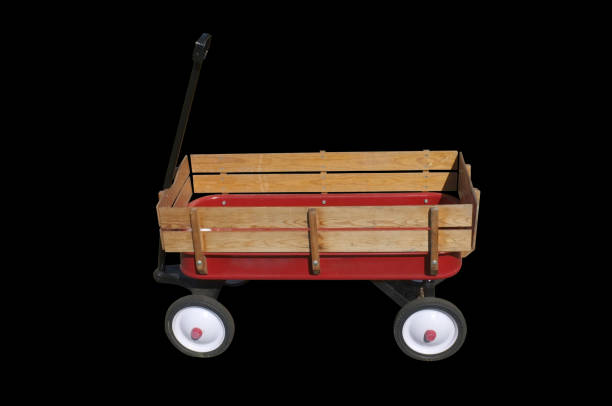 istock Little red wood wagon 1124375482