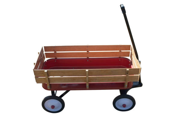 istock Little red wood wagon 1124376144